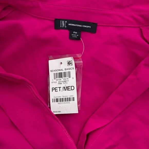 INC International Concepts Petite Hot Pink Collared Waist Tie Dress NWT - Picture 6 of 6